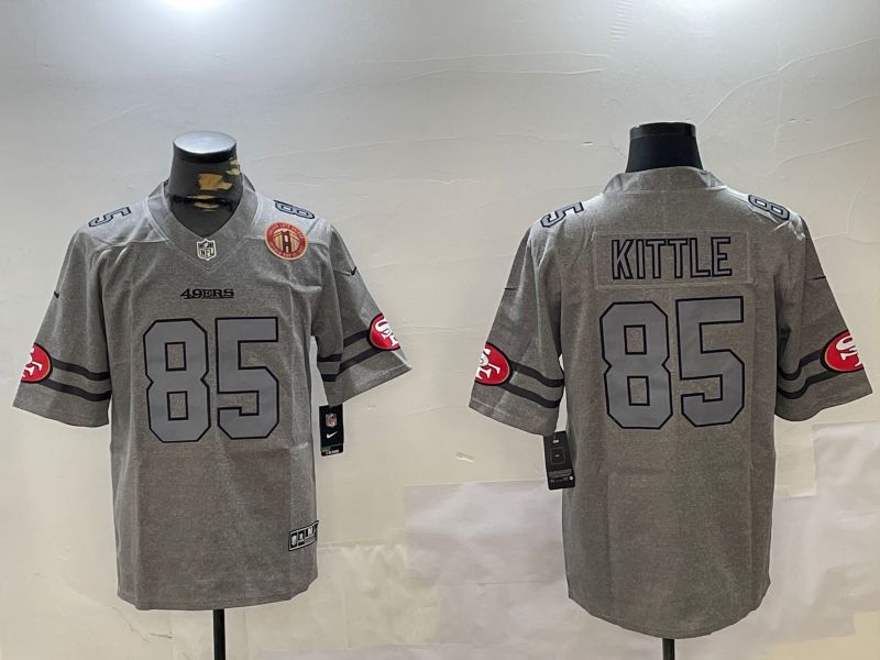 Men San Francisco 49ers #85 Kittle Grey Throwback 2024 Nike Limited NFL Jersey style 5->san francisco 49ers->NFL Jersey